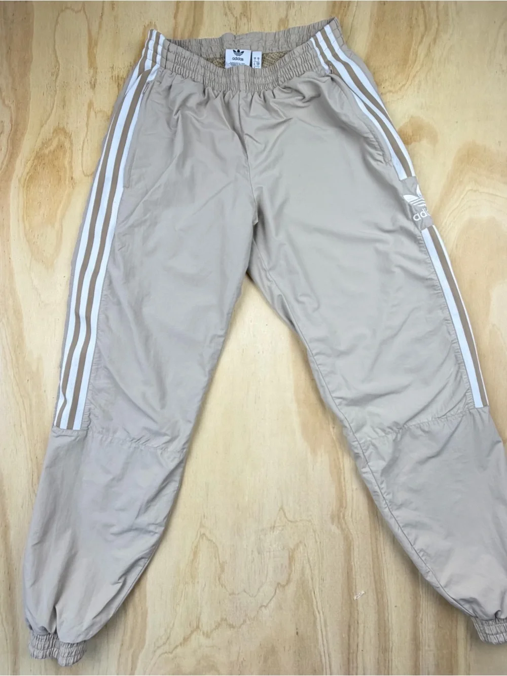 Adidas Originals Beige Joggers Women's Size S Track Pants 3-Stripe Athletic - Picture 2 of 16